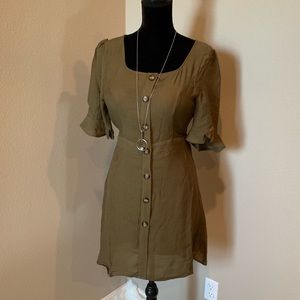 Noah Olive Green Flounce Dress